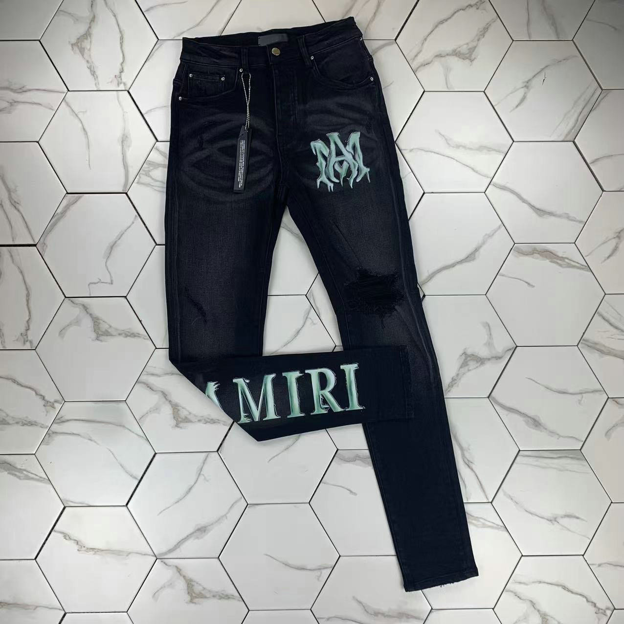 

HM376 High quality Mens jeans Distressed Motorcycle biker jean Rock Skinny Slim Ripped hole stripe Fashionable snake embroidery Denim pants, Blue