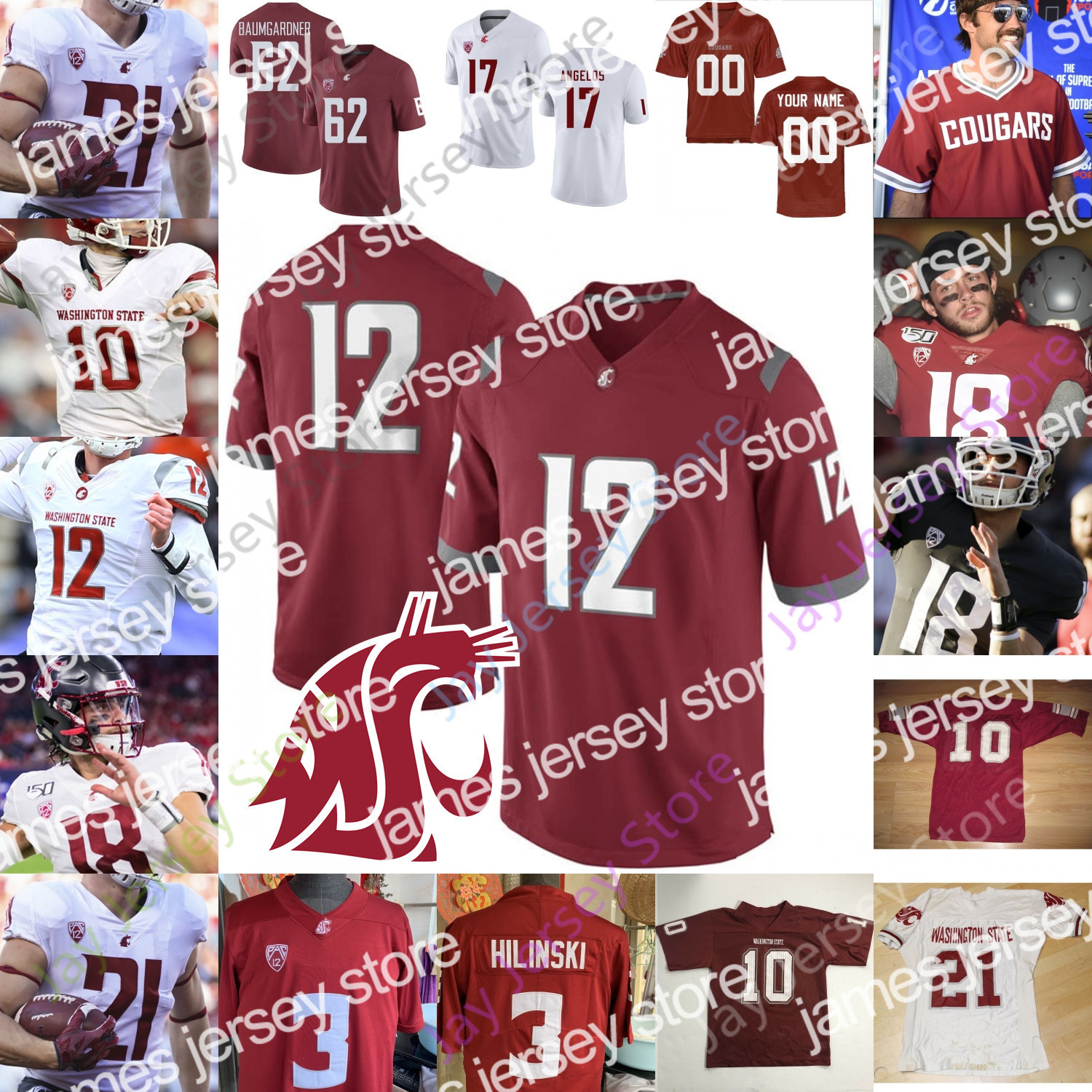 

James Custom Washington State WSU Cougars Football Jersey NCAA College Anthony Gordon Max Borghi Easop Winston Jr. Brandon Arconado Dezmon Patmon, White