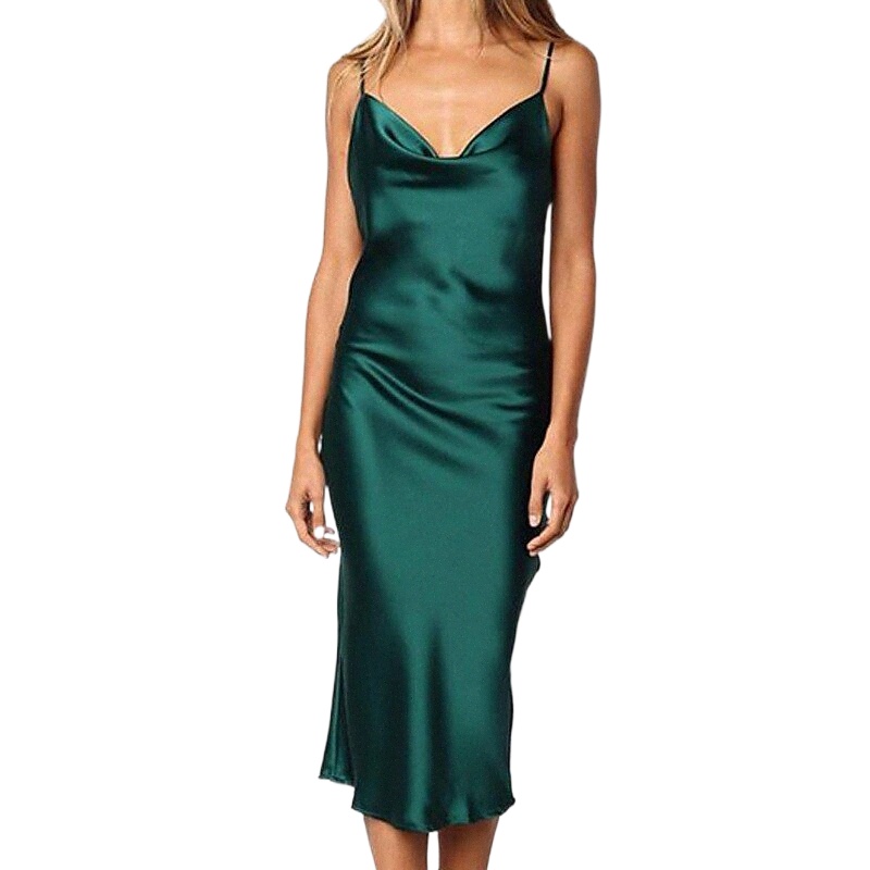 women's Emerald Green Dress Knee Length Dress Green Black Wine Gold Sleeveless Solid Color Backless Print Spring Summer Spaghetti Strap Stylish