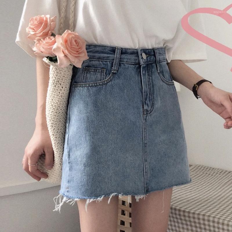 

Skirts 2022 Spring Summer Chic Korean Style A-line Pockets Solid Faldas Mujer Moda Casual Women' Clothing Skrits Blue