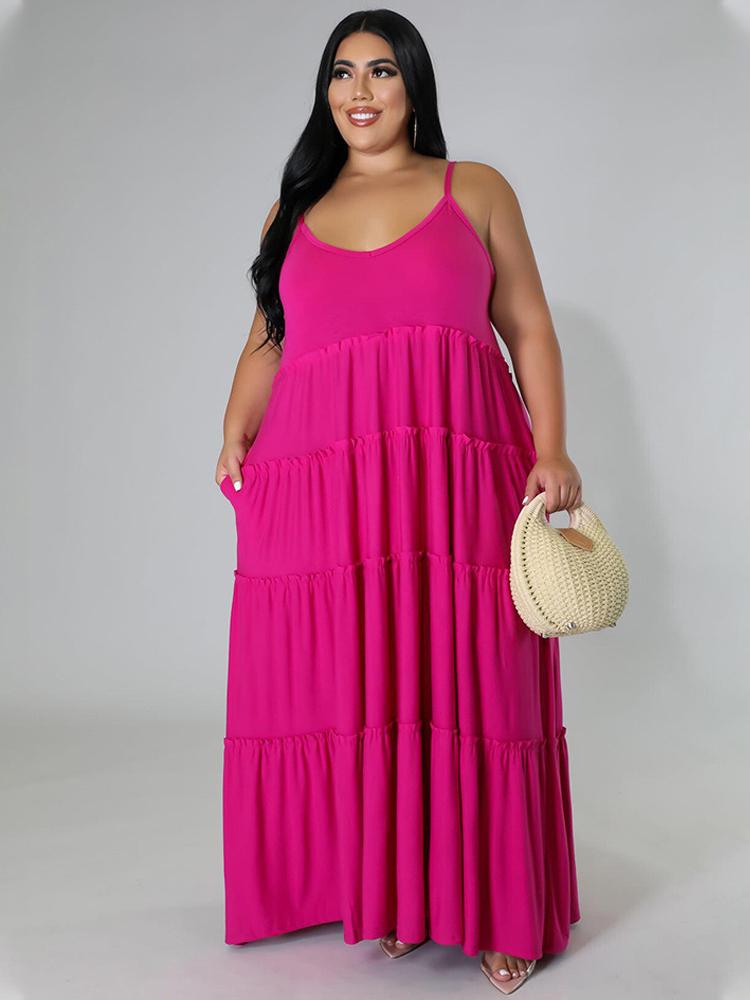 

Plus Size Dresses Summer Long 4XL 5XL Sleeveless Women Spaghetti Strap High Waist Pleated Casual Office Loose Dress Outfits 2022Plus, Blue