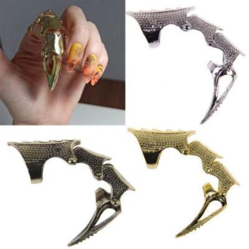 

Cluster Rings Punk Cool Boy Gothic Rock Scroll Joint Armor Knuckle Metal Full Finger Ring Cospaly Exaggeration Halloween DecorationCluster