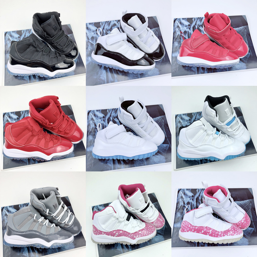 

kids Jumpman 11 basketball shoes Cool Grey XI Cherry jorden Toddler shoes Bred Space Jam Kids running Shoes Sneaker Concord University Red Gamm Blue Baby Infant 11s, Txaj116 size22-27