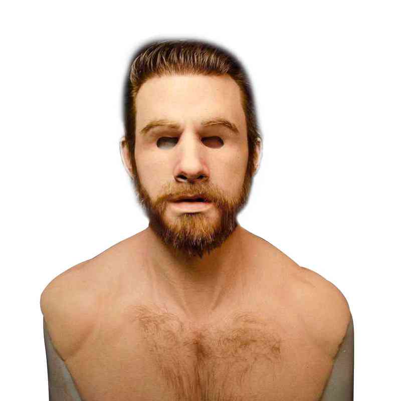 

Adults Latex Halloween Handsome Man Spoof Funny Mask Scary Heaear Full Face Y220523