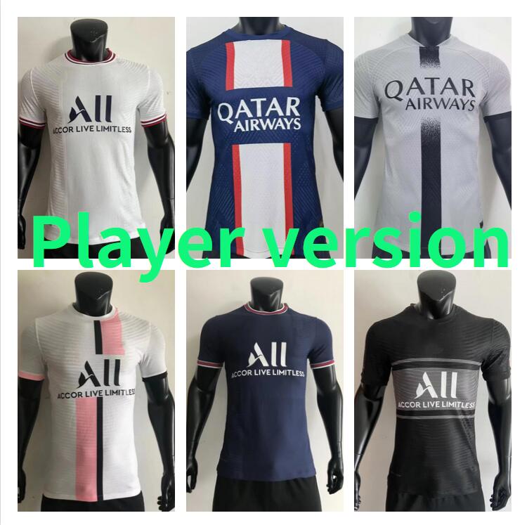 

Player version pSGs MBAPPE soccer jersey HAKIMI SERGIO RAMOS 21 22 23 Maillots de football 2022 2023 DI MARIA MARQUINHOS VERRATTI uniforms enfants foot third 3rd
