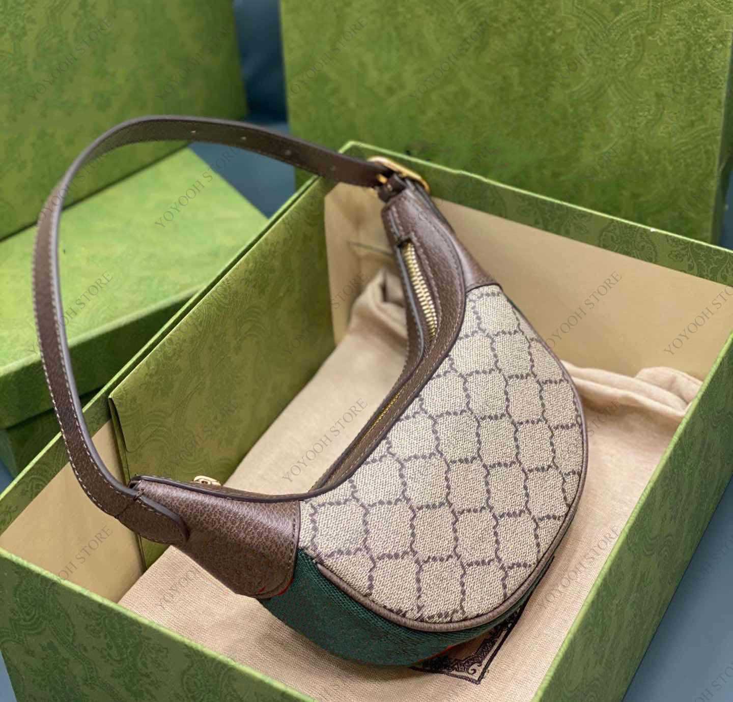 

Top pea underarm bag luxury women shoulder bags designer two letter Vintage handbag fashion lady travel cross body high quality Wallet, Brown-22cm