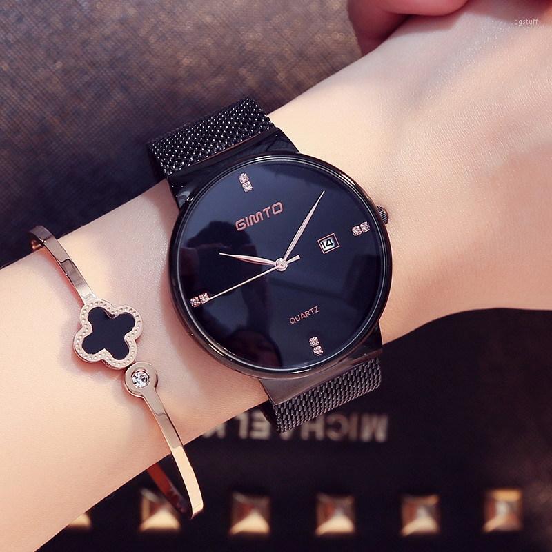 

Wristwatches Luxury Fashion Ladies Watches Rose Gold Women Elegant Minimalism Rhinestone Casual Black Female Waterproof ClockWristwatches