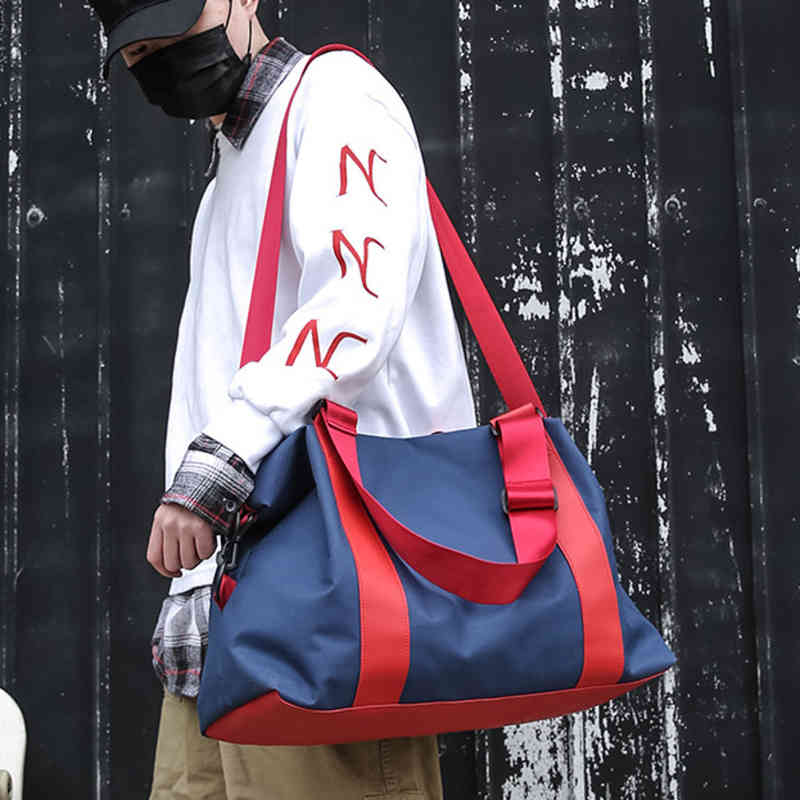 

Luggage bag women's short distance travel handbags men's version large capacity shoulder bag light luggage boarding bag, Black