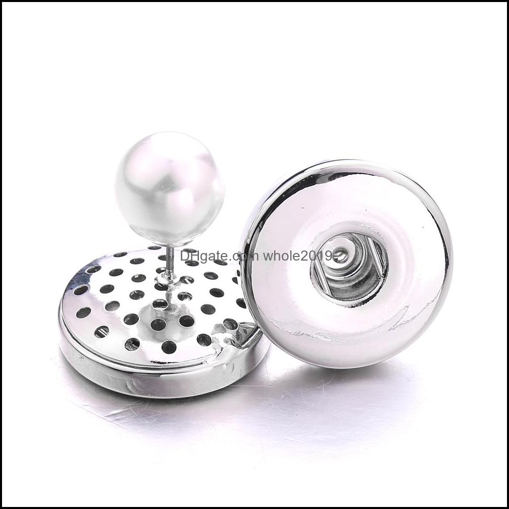 

Stud Earrings Jewelry Simple Sier Plated 12Mm 18Mm Snap Button Pearl For Women Men Snaps Buttons Drop Delivery Dhjdr