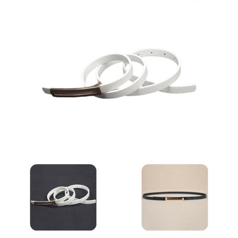 

Belts Exquisite Workmanship Lightweight Multi Holes Faux Leather Metal Closure Skinny Waist Belt Elegant For Dress, White