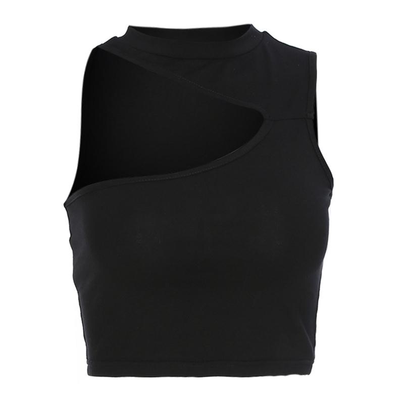 

Women' Tanks & Camis Women Dance Sexy Summer Tops Halter Neck Sleeveless Irregular Hollow Out Slim Fit Crop Top Daily Wear Street, Black