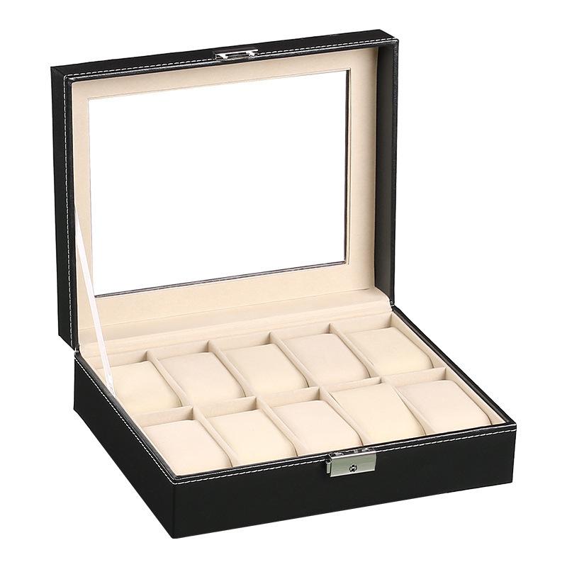 

Watch Boxes & Cases Slots Wrist Box Holder Storage Case Organizer Black PU Leather Display Regalos Para Hombre 30x20x8cmWatch