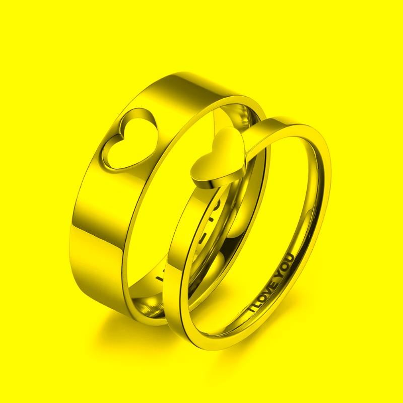 

Wedding Rings Titanium Steel Heart-shaped Hollowed Out Couple Ring Men And Women Proposal Engagement Gift