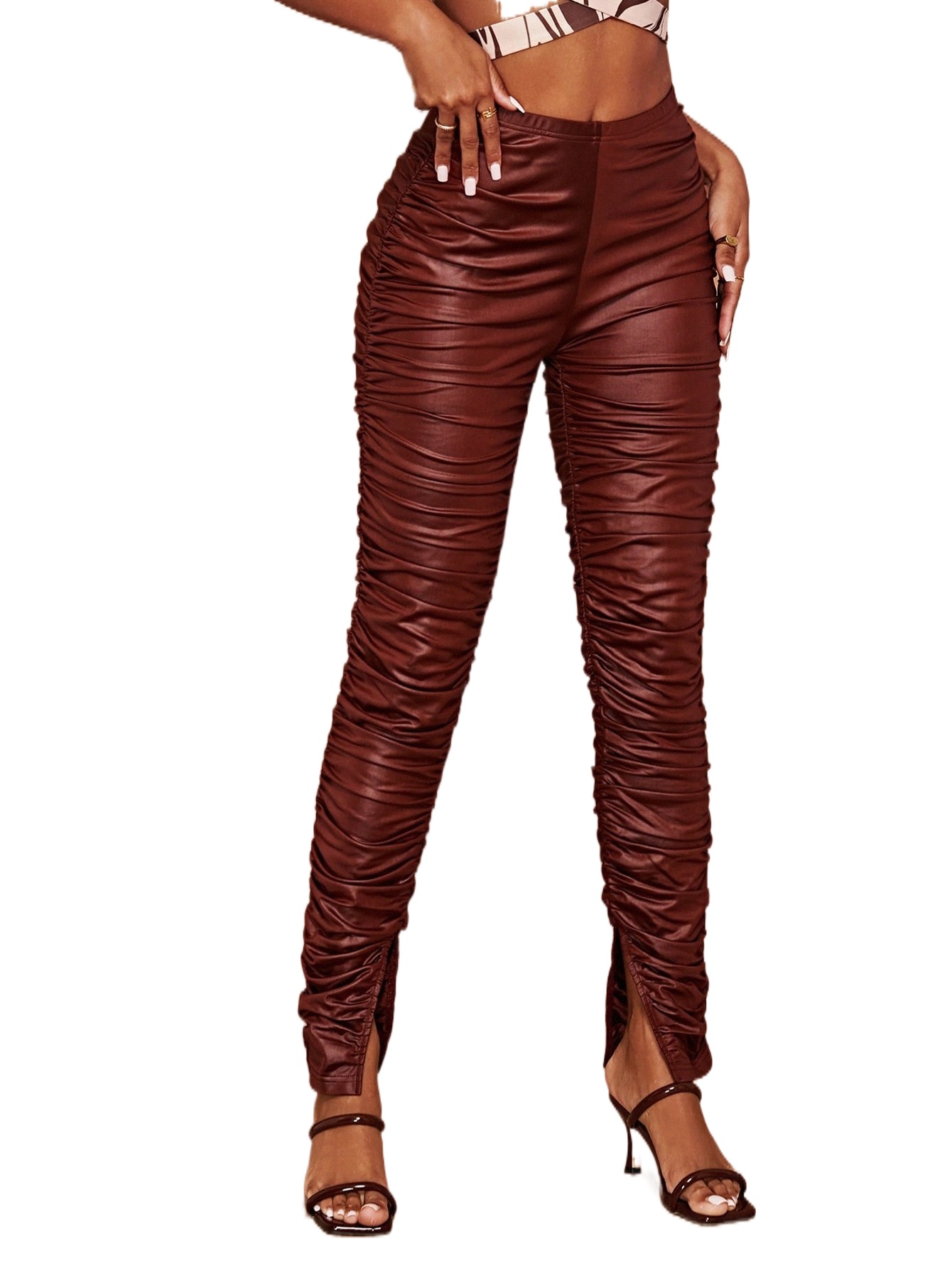 

ruched Split Hem Leggings i8qF#, Maroon