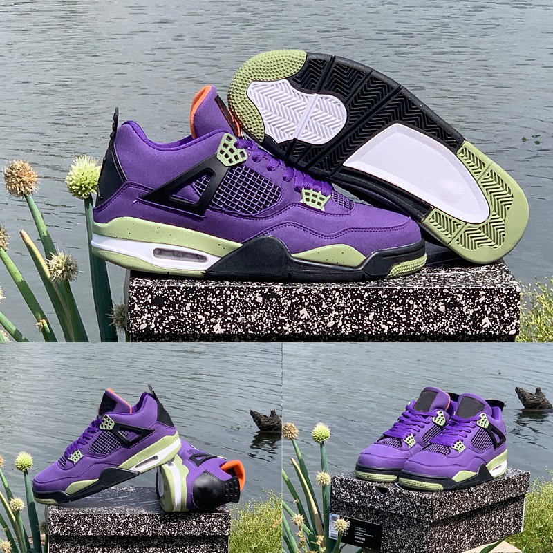 

Canyon Purple Jumpman 4 High OG 4s Mens Basketball Shoes Anthracite-Alligator-Saftey Orange Men Trainers Sports Sneakers