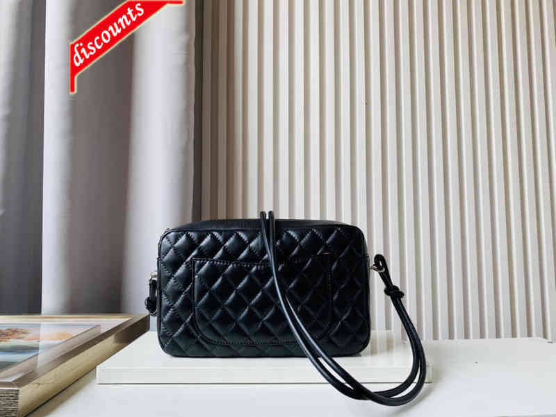 

Brand Design 27165 Woman's Luxury Letter Plaid Shoulder Chain Cc Bag Lambskin Handbag Camera Messenger Bags Real Leather Le Boy 2.55 Flap Ba