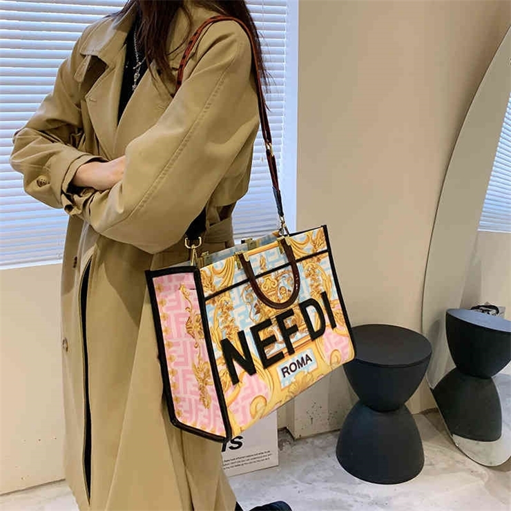 

62% OFF trendy bags 2022 New Designer Handbags high quality Big new large capacity women's printed tote for fashionable womenQ8NO, Sky blue