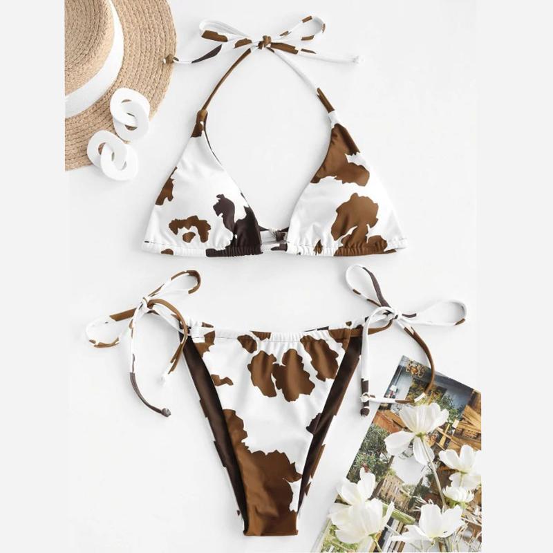 

Women' Swimwear Bikinis Set Women Two Piece Cow Print Split Sets Plus Size Beachwear Lady Swimsuit Bikini Female Maillot De Bain #T3G