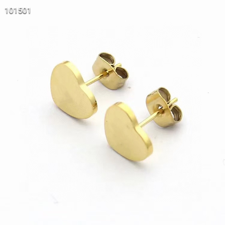 

New Style Stainless Steel Fashion 14mm T Ear Stud Jewelry Heart-Shaped Pendant Earrings Love Earrings For Women's Party Wedding Gifts Wholesale