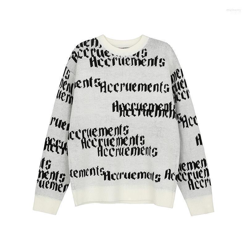 

Men's Sweaters Harajuku Fringe Letter Print Sweater Men And Women Round Neck Oversize Casual Knitted Top Streetwear Pullover Loose Mari22, Black