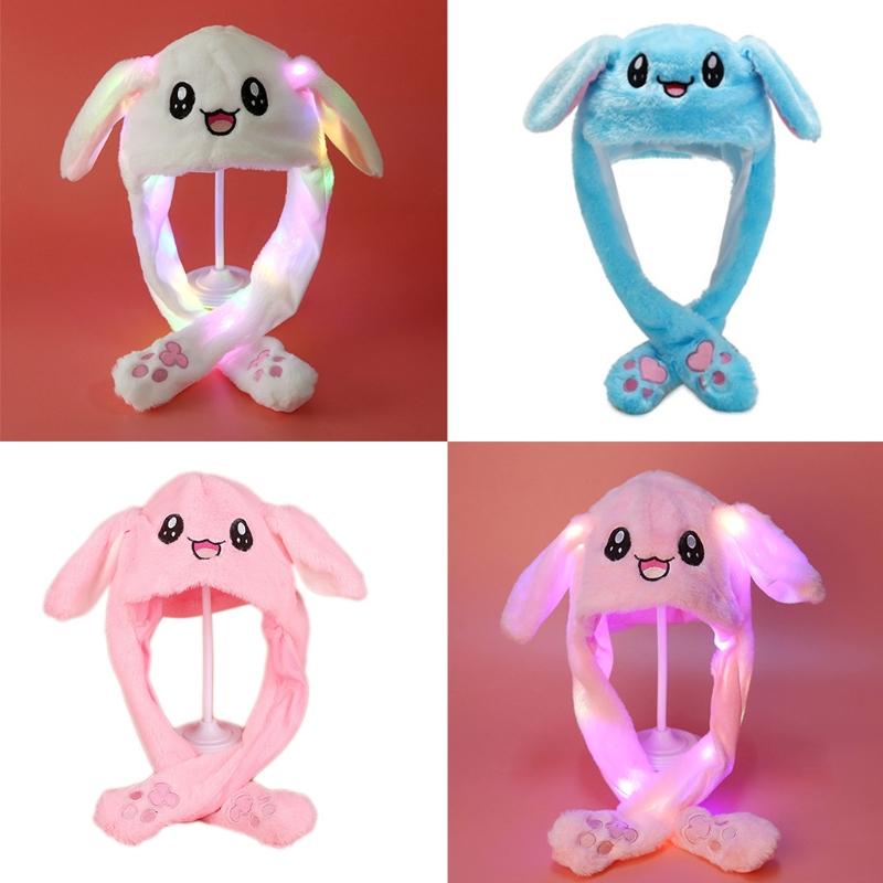

Berets Adult Kids Light Up Plush Animal Hat With Moving Ears Cartoon Panda LED Glowing Earflap Cap Stuffed ToysBerets BeretsBerets, With led light