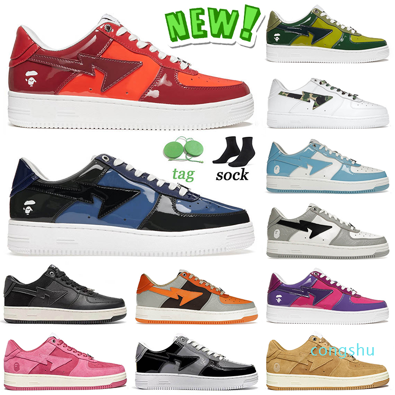 

Bapestas SK8 Mens Women Casual Shoes Designer Camo Combo Red Blue Black Suede Sneakers Eur 36-45, A2 camo combo green