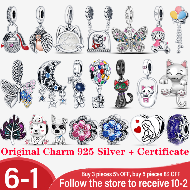 925 Sterling Silver Dangle Charm New 925 Pure Silver Beads Bead Fit Pandora Charms Bracelet DIY Jewelry Accessories