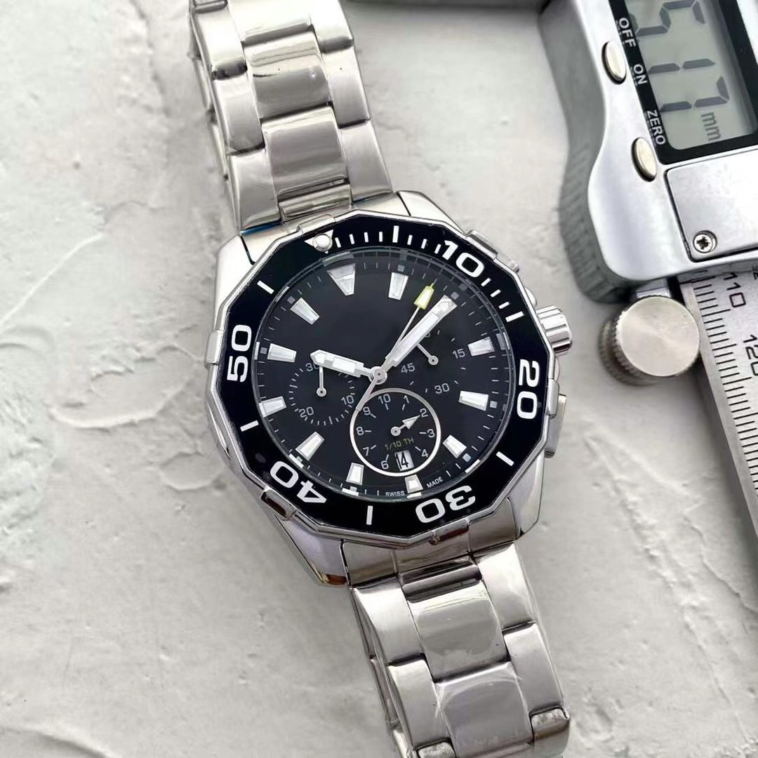 

High quality mens watch stainless steel quartz movement all dial work car watches waterproof luminous stopwatch analog auto date Montre De Luxe, 13