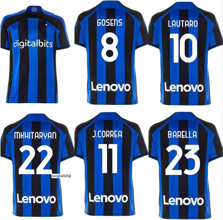 

22 23 BARELLA GOSENS iNter soccer jersey home Calhanoglu miLANs LAUTARO LUKAKU 90 DZEKO 2023 football shirts Coppa Italia FINAL Training