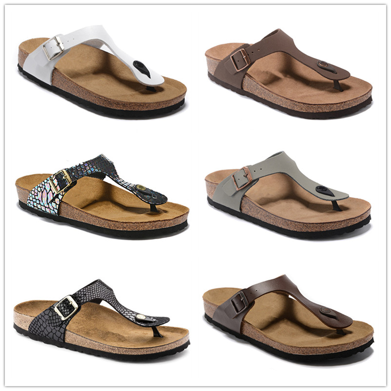 Birk Dernières pantoufles en liège Gizeh Tongs caliente verano Hombres Sandales de plage Mujeres sandalias planas Zapatillas de corcho unisexe za