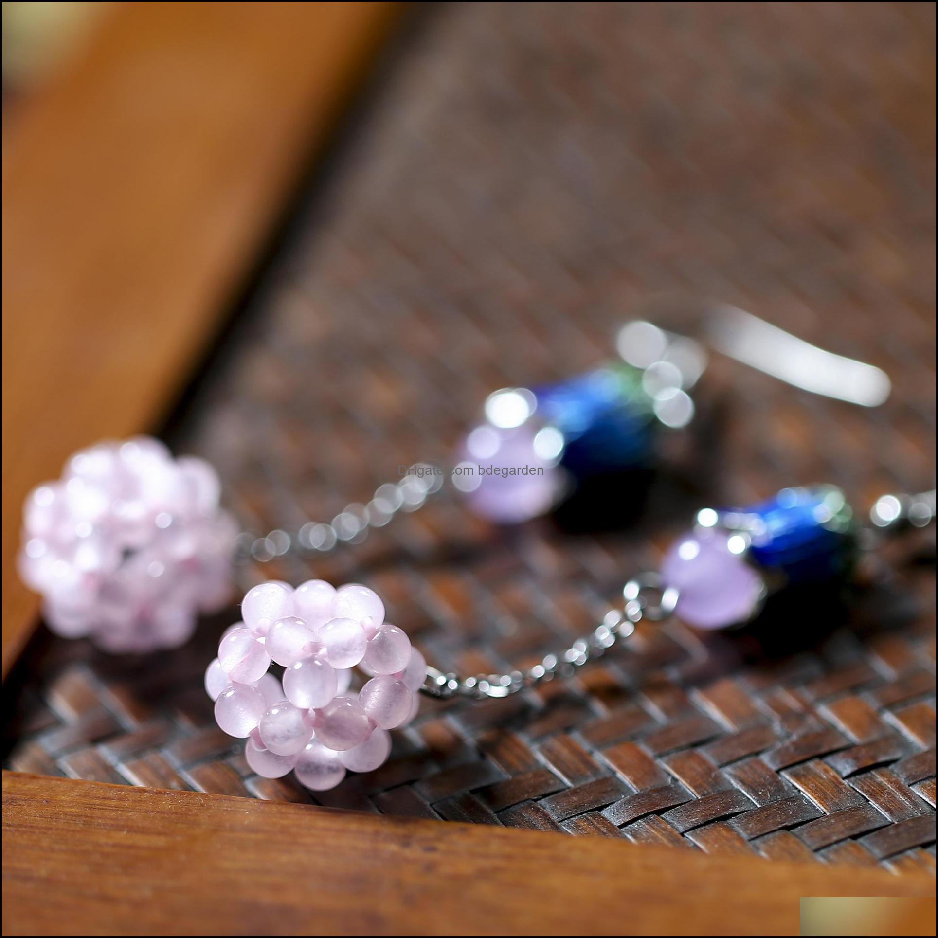 

Stud Earrings Jewelry Wholesale-R Luxury Designer Women Tassel Earring Jade Pendant Ceramic Flower Charms Mo Dhspi