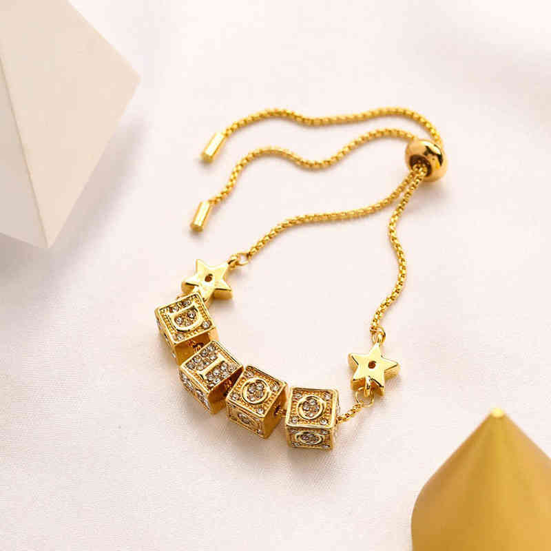 Fine small fragrance Square Letter diamond inlaid five pointed star hand decoration drawstring Bracelet Fashion Bracelet-image-782753034