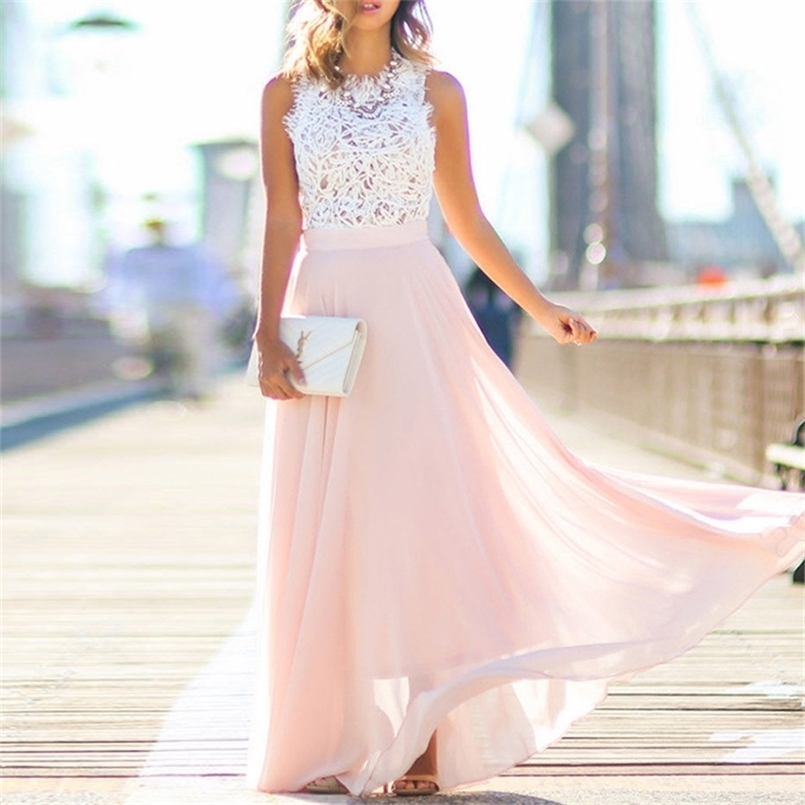 

Hollow Out Beach Dress Womens Boho Sleeveless Maxi Party dresses 220614, Rose red