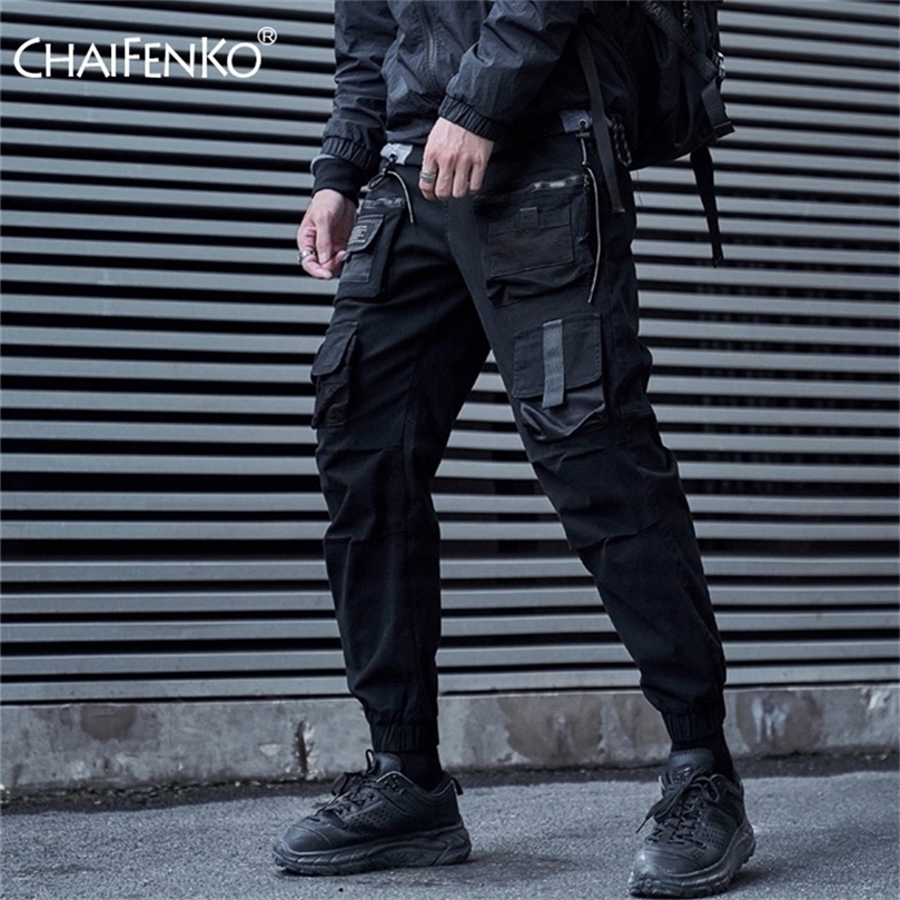 

CHAIFENKO Black Cargo Pants Men Hip Hop Streetwear Joggers Sweatpant Fashion Harajuku Harem Pant Multi-Pocket Casual Mens Pants 201128, Army green