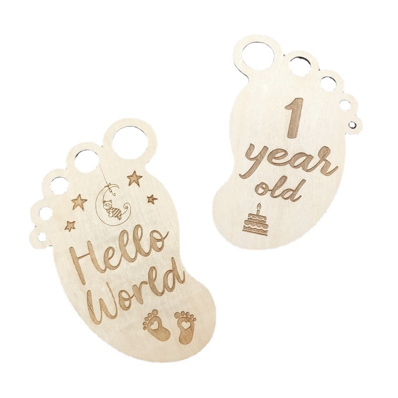 

Party Supplies New Born Baby Shower Gifts Little Feet Wooden Baby Monthly Milestone Cards For Photo Prop