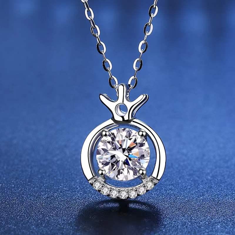 

Other Trendy 1 D Color Crown Moissanite Necklace White Gold Plated 925 Sterling Silver Gra VVS1 Pendant GiftOther