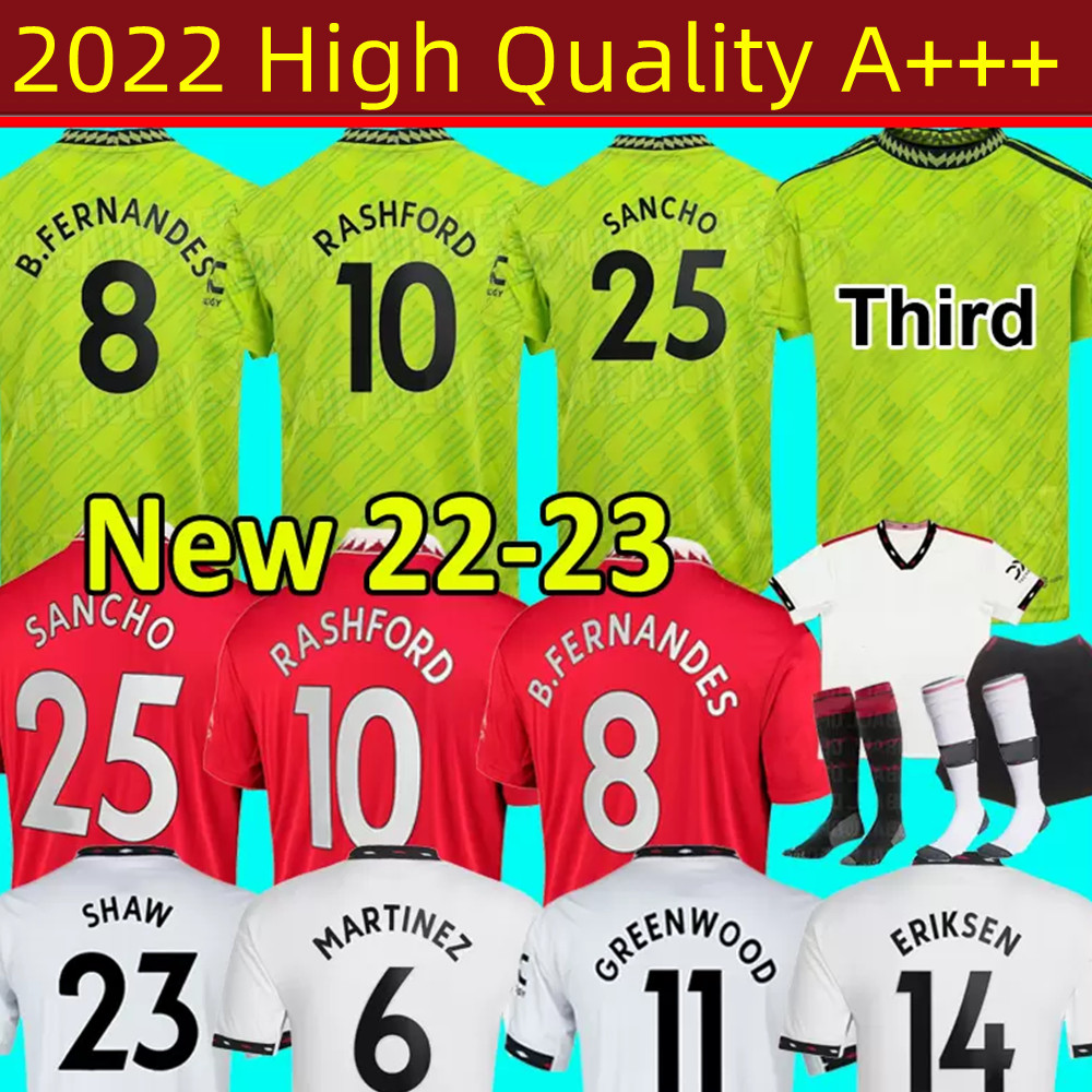 

S-4XL ERIKSON 22 23 third soccer jerseys player fans RASHFORD MARTINEZ MANS 2022 2023 Ronaldo football shirt MARTIAL B. FERNANDES green men kids, Multi