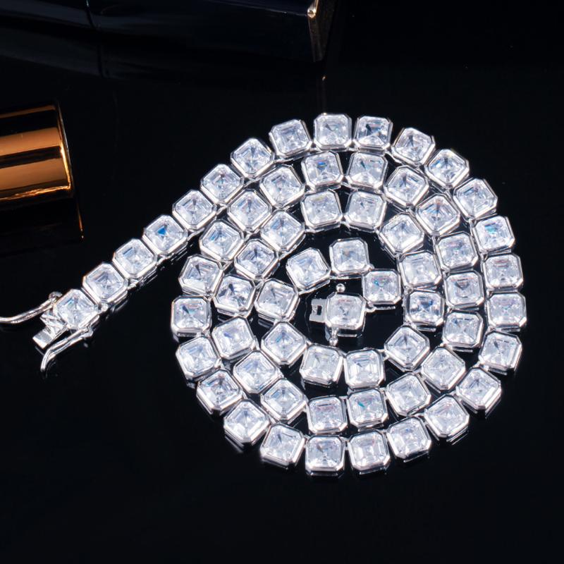 

Chains CWWZircons Bling Elegant Square Cubic Zirconia Tennis Chain Necklace For Women Party Engagement Wedding CZ Jewelry Gift CP083Chains C
