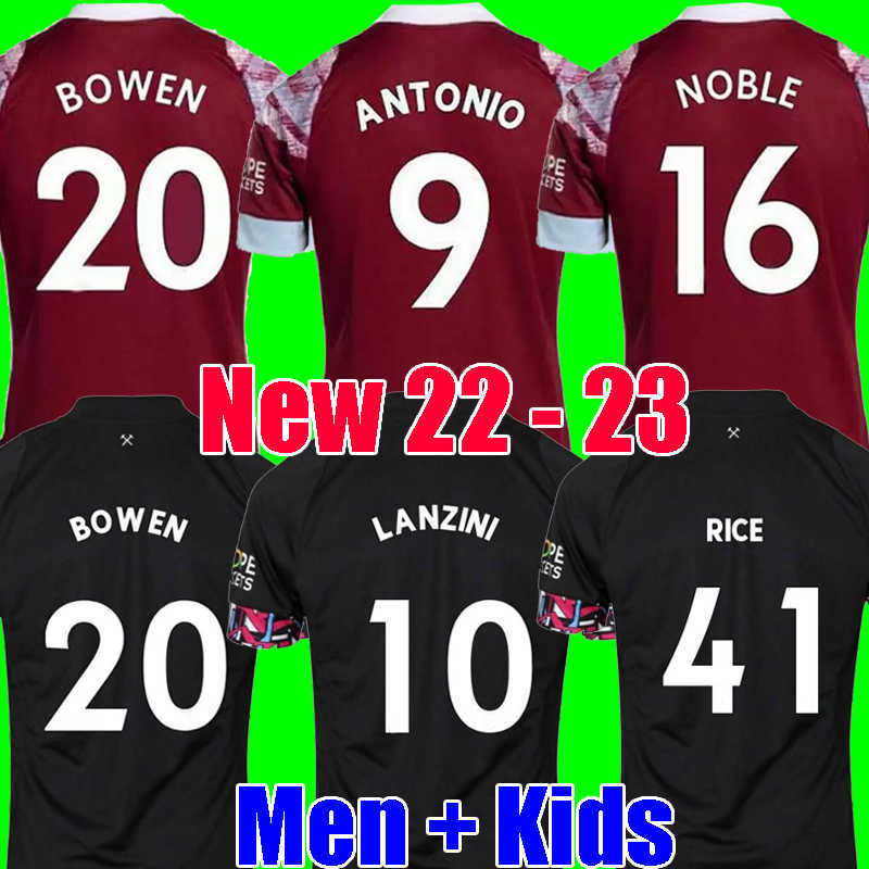 

soccer jersey 22 23 home NOBLE west HAMs ANDERSON UNITED RICE BOWEN ANTONIO BENRAHMA 2022 2023 football shirt adult men kids kit sets boys, Men away