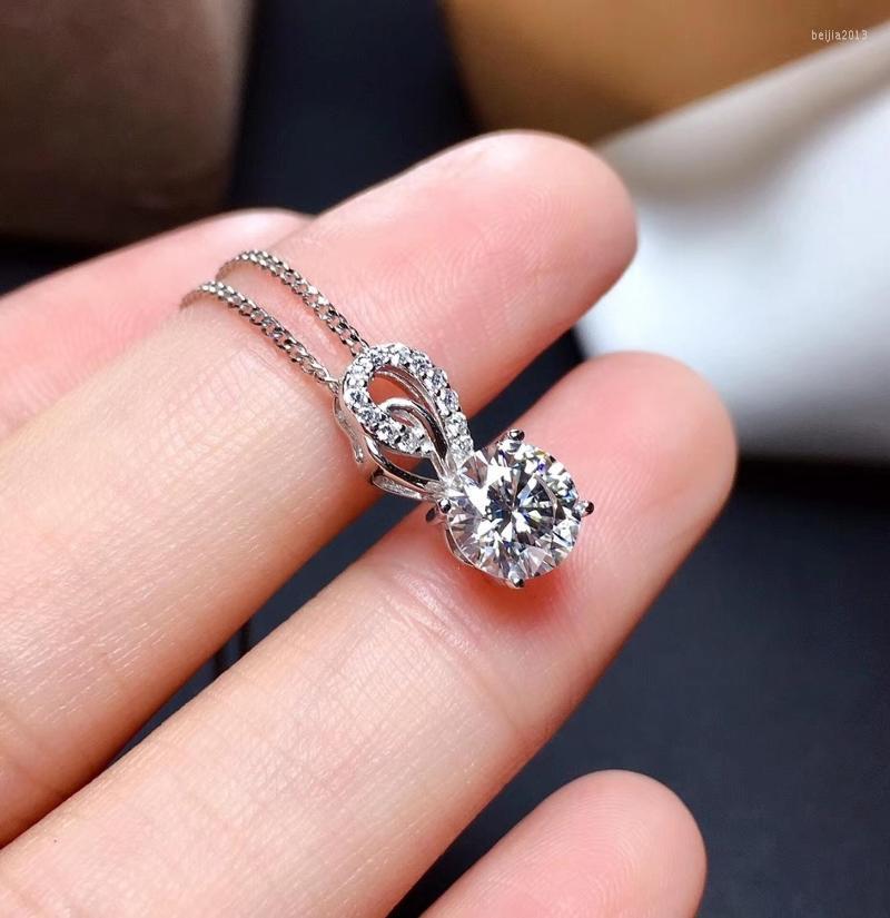 

Other Silver 1 Diamond D Color Moissanite Necklace Brilliant Cut Stone 18K White Gold Plated Necklaces With AU750 Stamp GiftOther