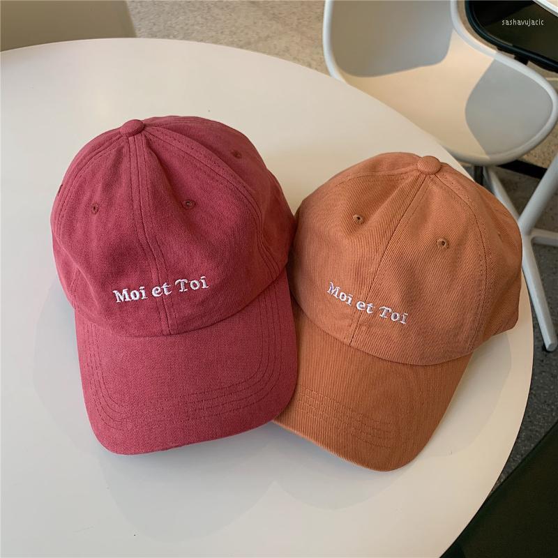 

Ball Caps Peaked Cap Women Grapefruit Color Letter Embroidered Baseball Male/Women Couple HatBall, Black