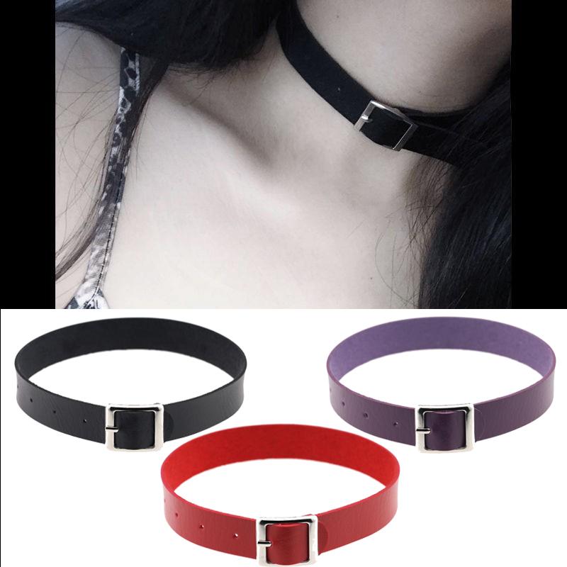 

Chokers Colorful PU Leather Choker Necklaces For Women Teens Girls Gothic Punk Harajuku Rock Belt Collar Necklace Fashion Jewelry Gifts