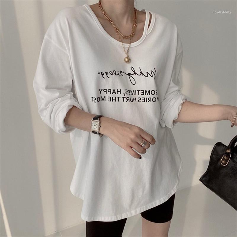 

Women's T-Shirt Alien Kitty 2022 Letter Chic Women Print Tops Tee O-Neck OL Cotton Streetwear Full Sleeve Femme Loose Autumn Casual, Black