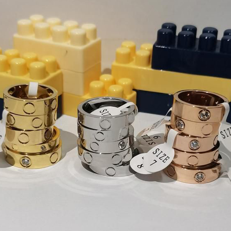 

Fashion Stainless Steel Crystal wedding ring Womens Jewelry Love Rings Mens Rings For Female Women Gift Engagement