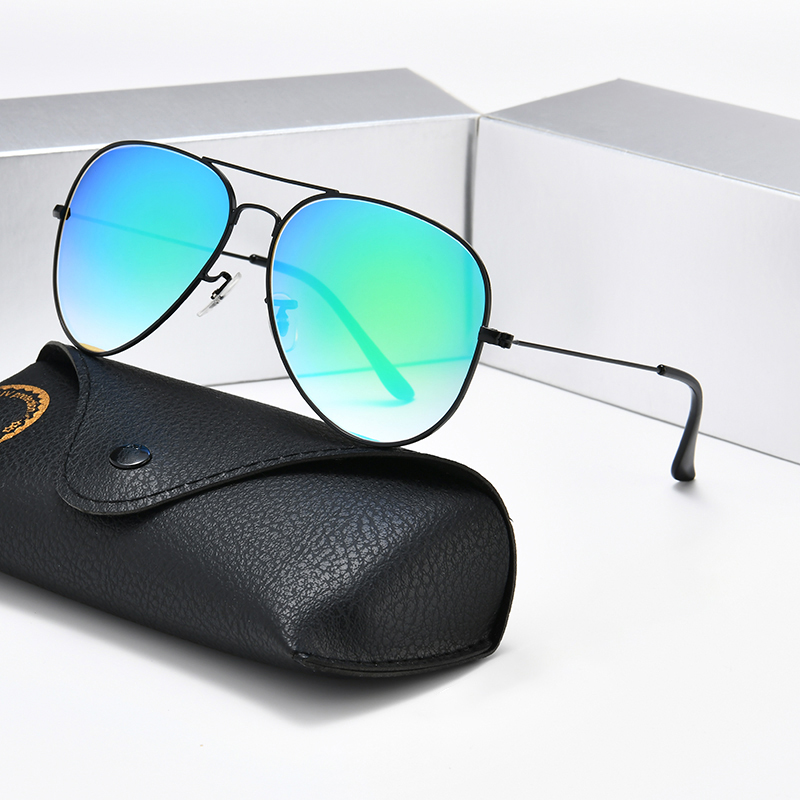 

Woman Sunglasses Classic Mens Sunglass Pilot aviator sun glasses Black Metal Frame Gradient Flash Mirror Lens 58mm 62mm gafas de sol designer shades with retail box