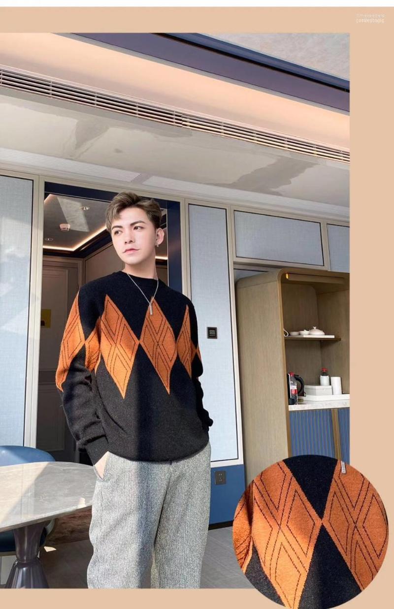 

Autumn And Winter Men's Round Neck Sweater European American Retro Casual Knit Pullover Sweaters Time22, As shown asian size