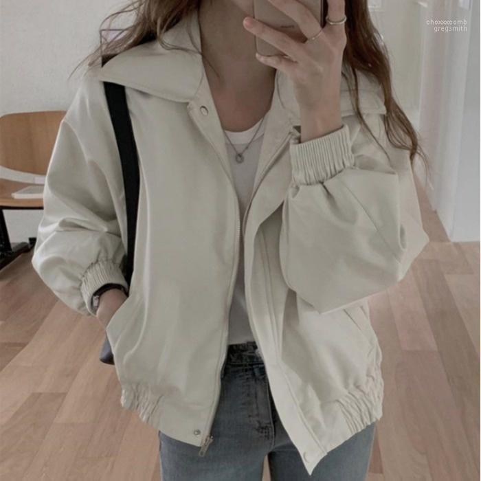 

Women's Jackets Loose Short Long Sleeved Leather Jacket Autumn And Winter 2022 Zipper Motorcycle Black
