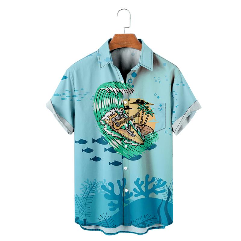 

Men's Casual Shirts Men's Hawaiian T-Shirt Y2K Hombre Fashion Shirt Skull 3D Print Cozy Short Sleeve Beach Oversized Clothes 12Men's, Hl06981 eursize