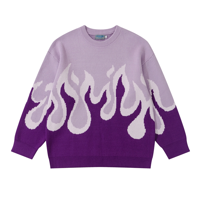 

Print Patchwork Autumn and Winter Sweaters for Men High Street Crew Neck Pullover Loose Clothes