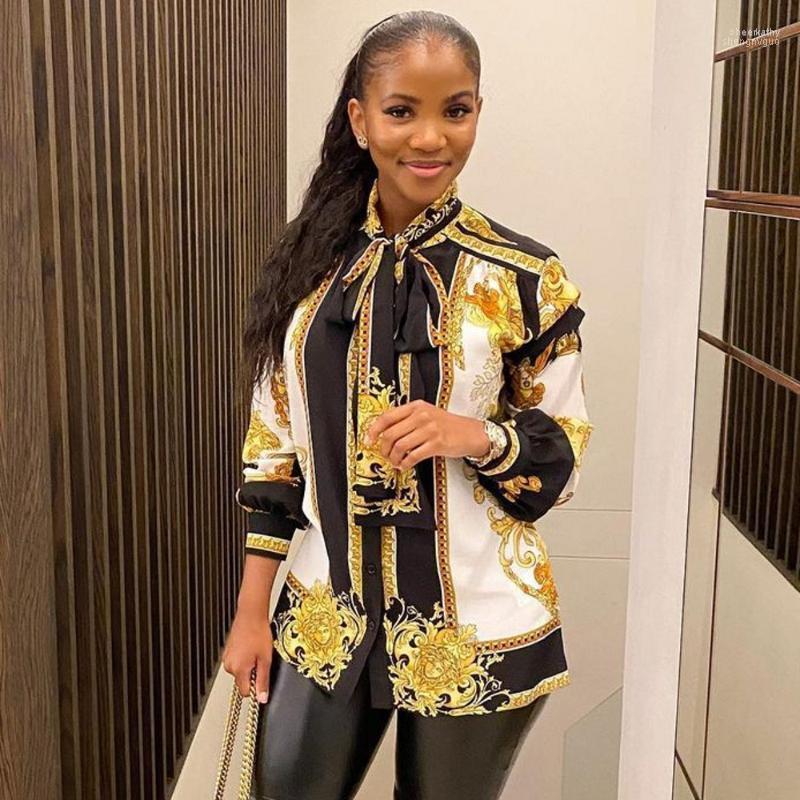 

Women' Blouses & Shirts Vintage Fashion Women Bow Neck Shirt High Quality Lady Clothes Chic Sexy Long Sleeve Female Chee22, Black